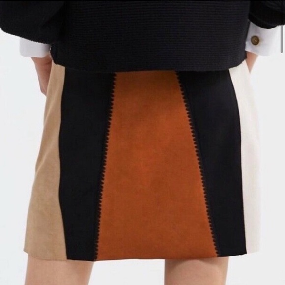 ZARA FAUX SUEDE CHECKED PATCHWORK MINI SKIRT BRAND NEW WITH TAGS SMALL - Picture 4 of 6